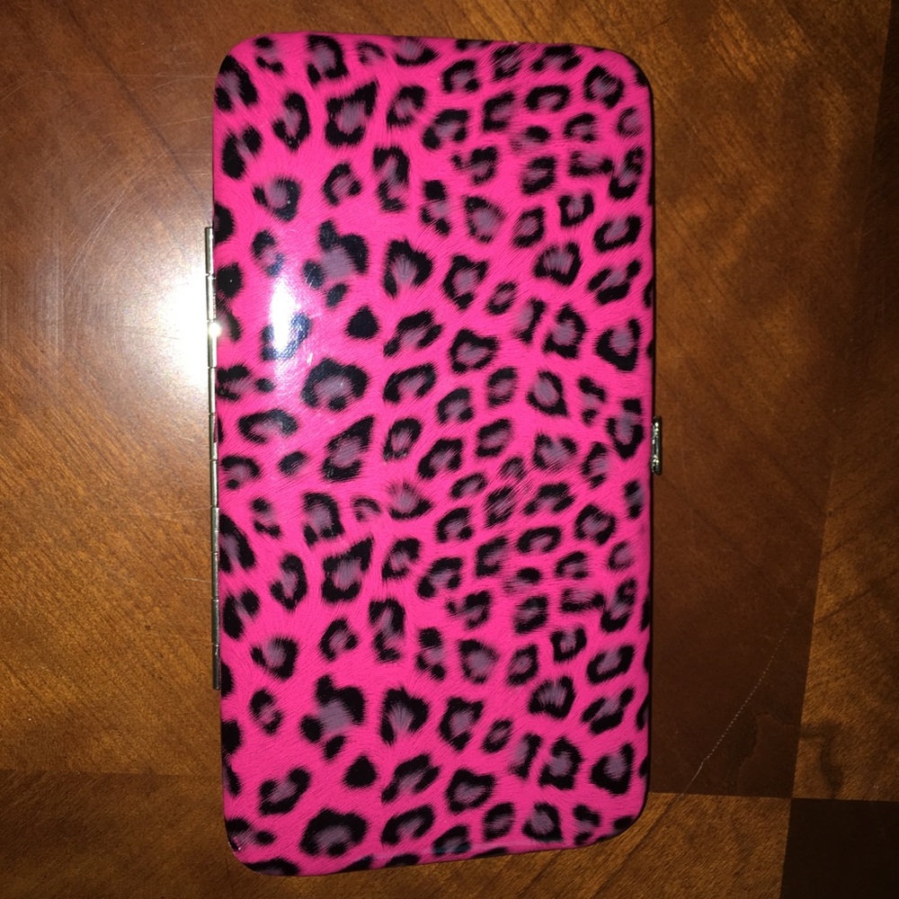 Pink leopard print wallet/clutch